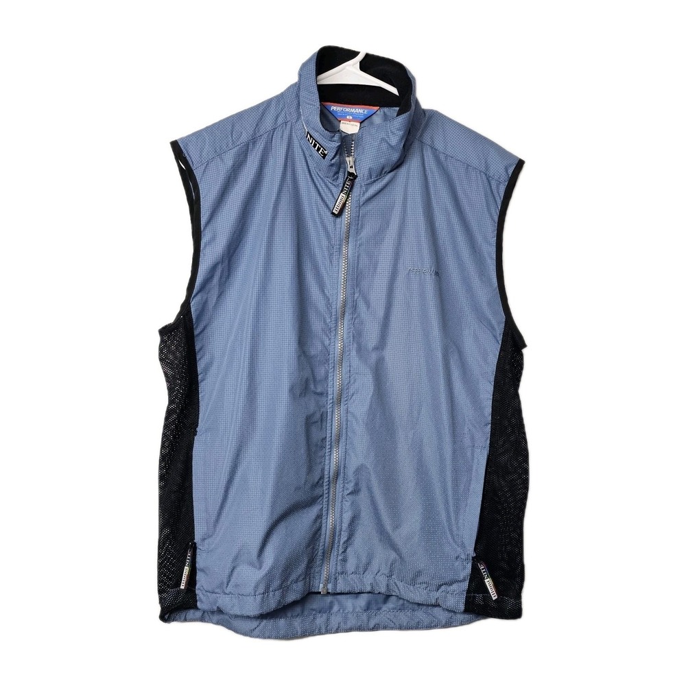 illuminite Reflective Vest Men's L Running Jogging  Biking Full Zip Pockets Blue